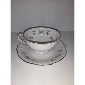 Vintage Winterling Bavaria Tea Cup/Saucer German China Gold Trim Floral Daisy